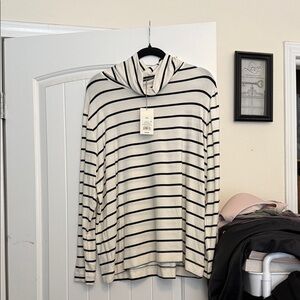 a new day Black and White Striped Long Sleeve Top